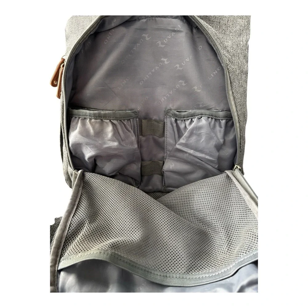 Ruvalino Diaper Bag Backpack Gray Gender Neutral Multi Pocket Compartments YW168